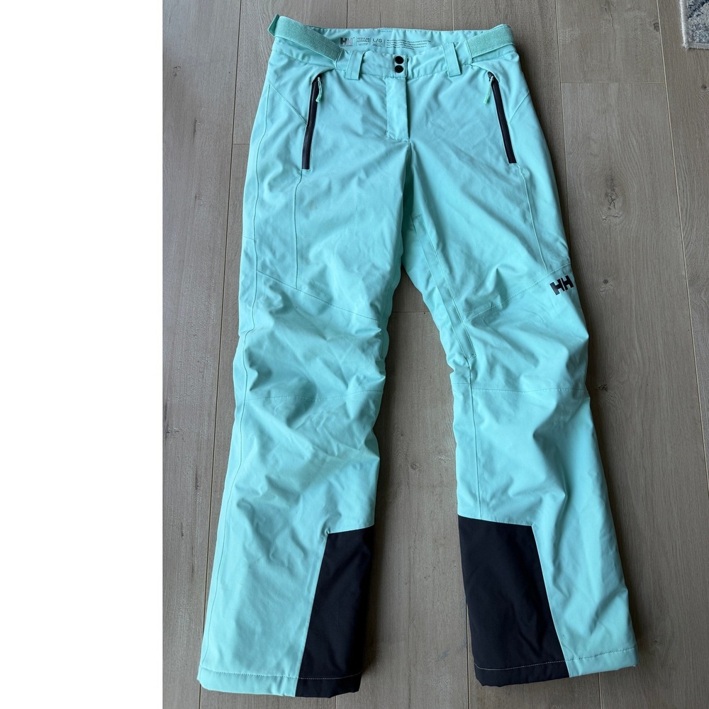 Helly Hansen Women's Mint Green & Black Waterproof Ski Snow Pants Size L Regular